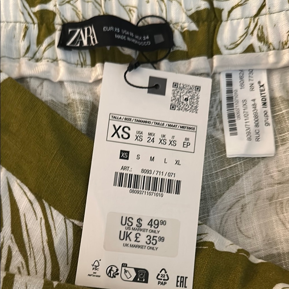 Zara Floral Green Pants - NWT - Picture 6 of 7